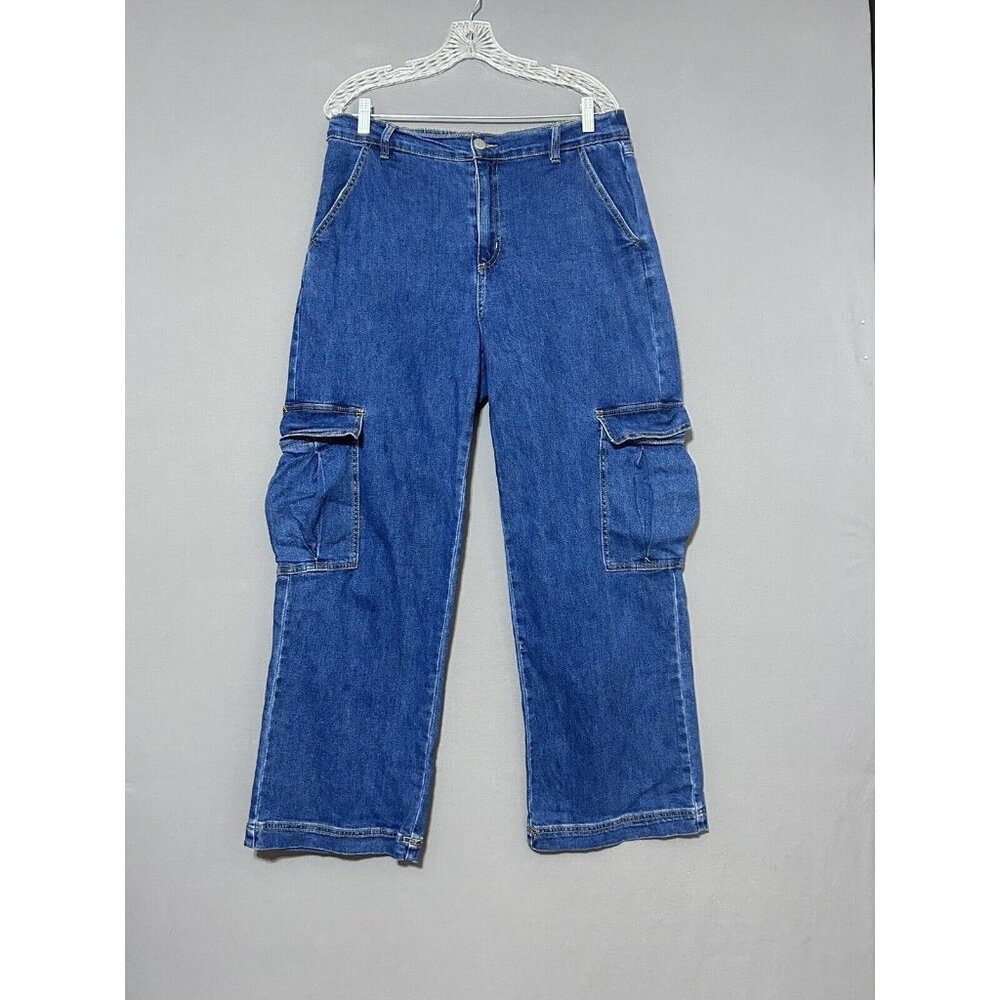 ABOUND Wide Leg Cargo Pocket Jeans Womens 32 Blue 90’s Grunge Punk Skater